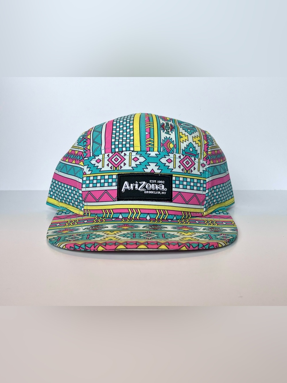 AriZona Iced Tea 5-Panel Hat Camp Cap Aztec Geometric NWOT Deadstock Snapback